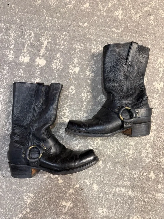 Frye Black Leather Harness Ring Boots - Picture 1 of 6